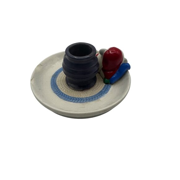 Vintage Avon 1983 Ceramic Santa Mouse & Stove Candle Holder Plate - Picture 4 of 5